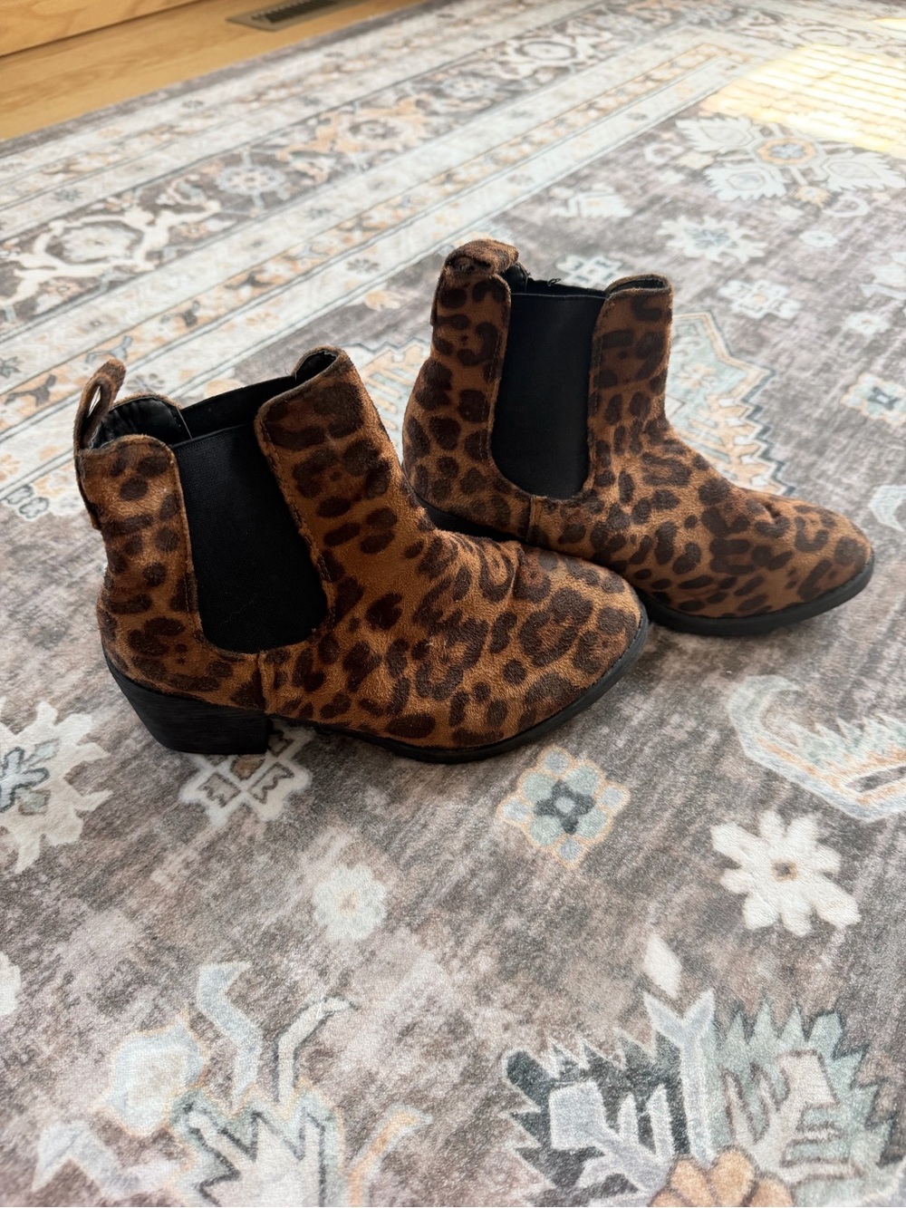 Leopard Print Boots - Black & Brown